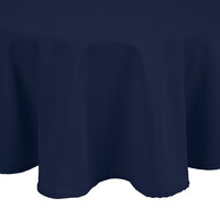 Intedge 83 inch Round Navy Blue 100% Polyester Hemmed Cloth Table Cover