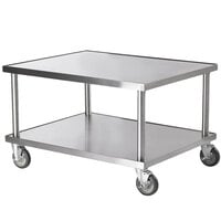 Vollrath 4087936 36 inch x 30 inch Stainless Steel Heavy Duty Mobile Equipment Stand with Undershelf and Casters