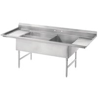 Advance Tabco 18-K5-56 Three Compartment Meat and Platter Sink with Two Drainboards - 91 inch