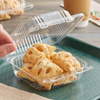 Durable Packaging PXT-505 5 1/4 inch x 5 5/8 inch x 2 3/4 inch Clear Hinged Lid Plastic Container - 125/Pack