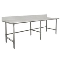 Advance Tabco Spec Line TVKS-2411 24 inch x 132 inch 14 Gauge Stainless Steel Commercial Work Table with 10 inch Backsplash