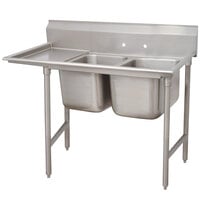 Advance Tabco 93-82-40-24 Regaline Two Compartment Stainless Steel Sink with One Drainboard - 72 inch - Left Drainboard
