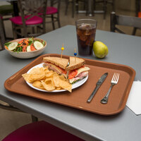 Carlisle CT141831 Cafe 14 inch x 18 inch Light Brown Standard Plastic Fast Food Tray - 12/Case