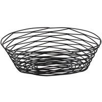 Tablecraft BK17410 Artisan Oval Black Wire Basket - 10 inch x 7 inch x 3 1/4 inch