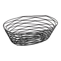 Tablecraft BK17410 Artisan Oval Black Wire Basket - 10" x 7" x 3 1/4"