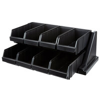 Cambro 8RS8110 Black Versa Self Serve Condiment Bin Stand Set with 2-Tier Stand and 12 inch Condiment Bins