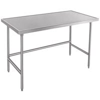 Advance Tabco Spec Line TVLG-367 36 inch x 84 inch 14 Gauge Open Base Stainless Steel Commercial Work Table