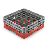 Cambro 16S958163 Camrack Customizable 10 1/8 inch High Customizable Red 16 Compartment Glass Rack