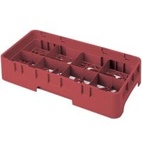 Cambro 8HS1114416 Cranberry Camrack 8 Compartment 11 3/4 inch Half Size Glass Rack