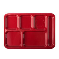Carlisle 614R05 10 inch x 14 inch Red ABS Plastic Right Hand 6 Compartment Tray