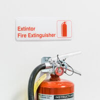 Tablecraft 394582 Extintor / Fire Extinguisher Sign - Red and White, 9 inch x 3 inch