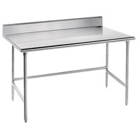Advance Tabco TKSS-240 24" x 30" 14 Gauge Open Base Stainless Steel Commercial Work Table with 5" Backsplash