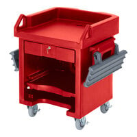 Cambro VCSWR158 Red Versa Cart with Dual Tray Rails and Standard Casters