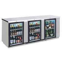Beverage-Air BB72HC-1-GS-S-27 72 inch Stainless Steel Counter Height Sliding Glass Door Back Bar Refrigerator