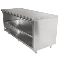 Advance Tabco EB-SS-247M 24" x 84" 14 Gauge Open Front Cabinet Base Work Table with Fixed Mid Shelf