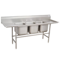 Advance Tabco 94-3-54-24RL Spec Line Three Compartment Pot Sink with Two Drainboards - 103 inch