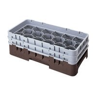 Cambro 17HS638167 Camrack 6 7/8 inch High Brown 17 Compartment Half Size Glass Rack