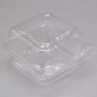 Durable Packaging PXT-11600 Duralock 5 1/4 inch x 5 5/8 inch x 3 1/4 inch Deep Clear Hinged Lid Plastic Container - 500/Case
