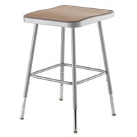 National Public Seating 6318H 19 inch - 27 inch Gray Adjustable Hardboard Square Lab Stool