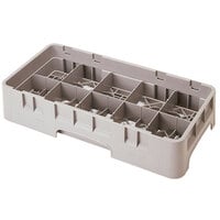 Cambro Camrack 3 5/8" High 10-Compartment Half-Size Glass Rack with 1 Extender