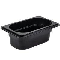Cambro 92HP110 H-Pan™ 1/9 Size Black High Heat Plastic Food Pan - 2 1/2" Deep