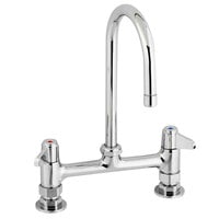 Equip by T&S 5F-8DLX05 Deck Mounted Faucet with 5 9/16" Gooseneck Spout, 8" Centers, Laminar Flow Device, and Lever Handles