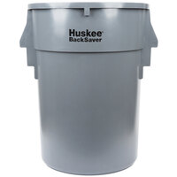 Continental 4410GY Huskee BackSaver 44 Gallon Gray Vented / Ribbed Round Trash Can