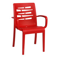 Grosfillex US118414 / US811414 Essenza Red Stacking Armchair - Pack of 4