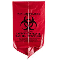 10 Gallon 24" x 24" Red Isolation Infectious Waste Bag / Biohazard Bag Linear Low Density 1.2 Mil - 250/Case