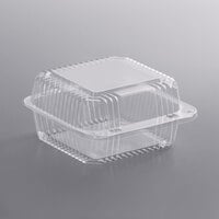 Dart C25UT1 StayLock 6 1/8 inch x 6 1/2 inch x 3 1/4 inch Clear Hinged Plastic 6 inch Square Container - 500/Case