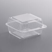 Clamshell Takeout Food Container 20 oz Ingeo Clear Plastic Square Hinged- 6  1/8 Sq. x 3 1/4 H 250 Per Case