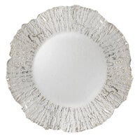The Jay Companies 1470335 13 inch Round Deniz Flower Silver Glass Charger Plate - 12/Pack