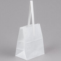 1/2 Peck "Sophomore" White Kraft Paper Produce Customizable Market Stand Bag with Handle - 500/Case