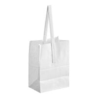 Choice 6 3/4" x 8 1/8" 1/2 Peck "Sophomore" White Kraft Paper Produce Customizable Market Stand Bag with Handle - 500/Case