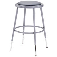 National Public Seating 6418H 19 inch - 27 inch Gray Adjustable Round Padded Lab Stool