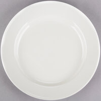 Choice 8 1/4 inch Ivory (American White) Wide Rim Rolled Edge Stoneware Plate - 36/Case