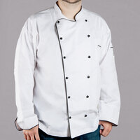 Chef Revival Brigade J044 Unisex Customizable Executive Long Sleeve Chef Coat with Black Piping - L