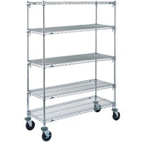 Metro 5A466BC Super Adjustable Chrome 5 Tier Mobile Shelving Unit with Rubber Casters - 21" x 60" x 69"