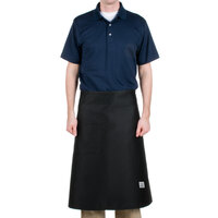 Chef Revival Black Poly-Cotton Customizable Bistro Apron with 1 Pocket - 30 inch x 33 inch