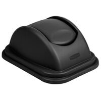 Rubbermaid FG306700BLA Untouchable 41 Qt. / 10.25 Gallon Black Rectangular Soft Wastebasket Dome Swing Lid