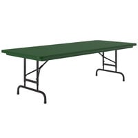 Correll Adjustable Height Folding Table, 30" x 72" Plastic, Green - Standard Legs - R-Series