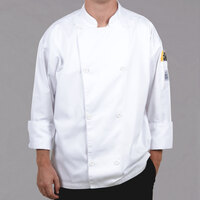 Chef Revival Silver Knife and Steel J002 Unisex White Customizable Long Sleeve Chef Jacket with Chef Logo Buttons - 6X