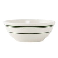 Tuxton TGB-015 Green Bay 12.5 oz. Eggshell China Nappie Dish / Bowl with Green Bands   - 36/Case