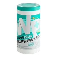 WipesPlus 8" x 7" 75 Count Lemon Scent Alcohol Free Surface Disinfecting Wipes