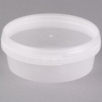 8 oz. Clear Tamper Resistant Tamper Evident Safe Lock Deli Container with Lid - 50/Case