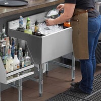 Regency 18 x 30 Stainless Steel Underbar Ice Bin with Sliding Lid and  Bottle Holders - 98 lb.