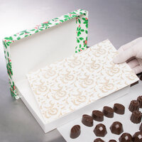 9 1/4 inch x 5 7/8 inch 3-Ply Glassine 1/2 lb. White Candy Box Pad with Gold Floral Pattern   - 250/Case