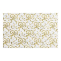 9 1/4" x 5 7/8" 3-Ply Glassine 1/2 lb. White Candy Box Pad with Gold Floral Pattern   - 250/Case