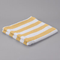 Oxford 30 inch X 60 inch Yellow Stripes 100% Cotton Cabana Pool Towel 9 lb. - 36/Case