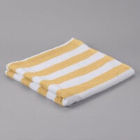 Oxford 30 inch X 60 inch Yellow Stripes 100% Cotton Cabana Pool Towel 9 lb. - 12/Pack